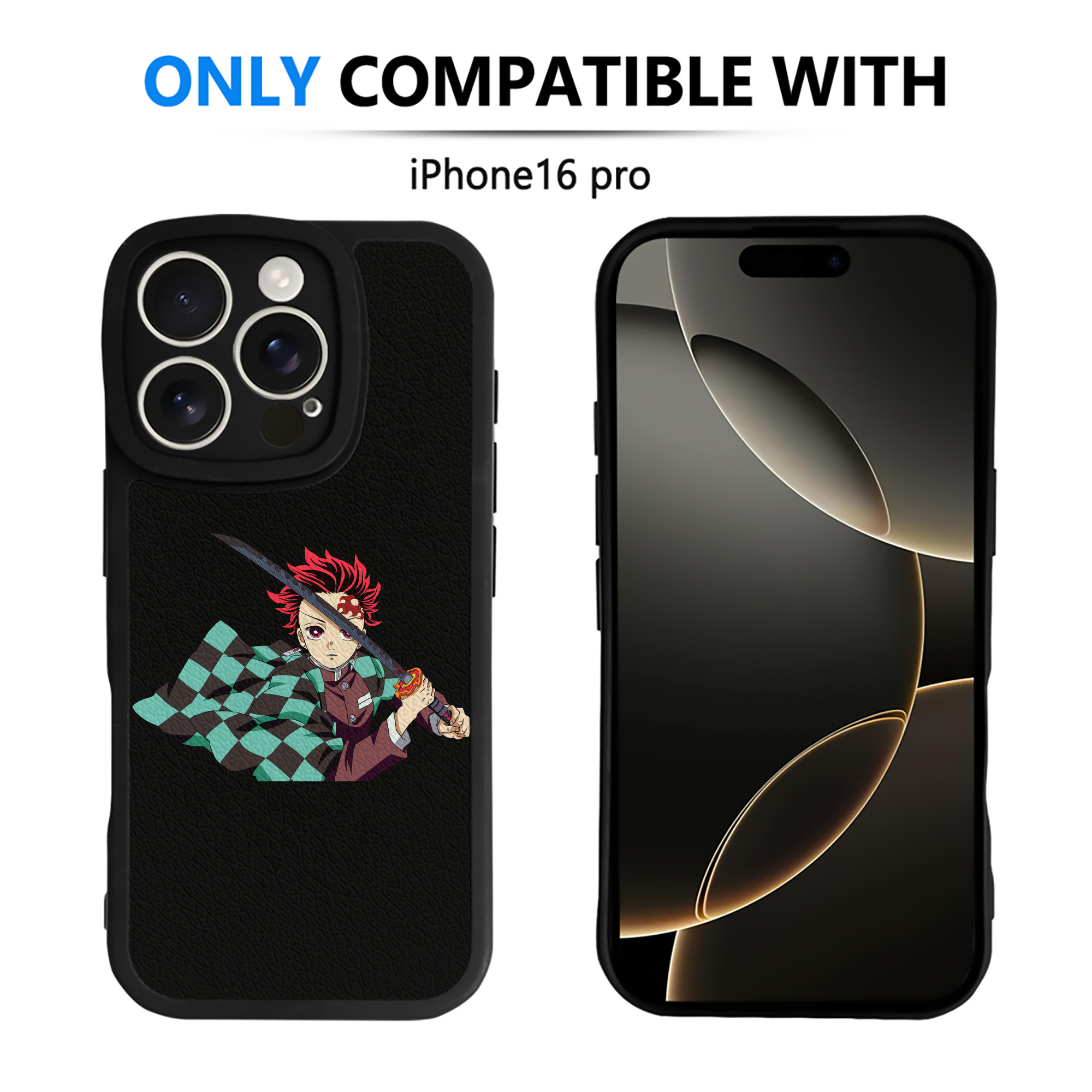 （画像用） 鬼滅の刃 竈門 炭治郎／かまど たんじろう Kamado Tanjirou 【iPhone 16シリーズ対応】シリコンスマホケース（レザー調） 材質：シリコン